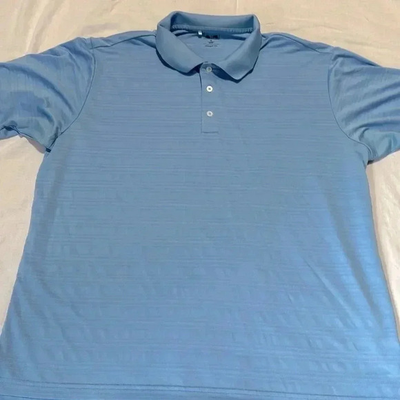 Adidas Polo Shirt Mens XL Blue Striped Short Sleeve Golf - Picture 1 of 6
